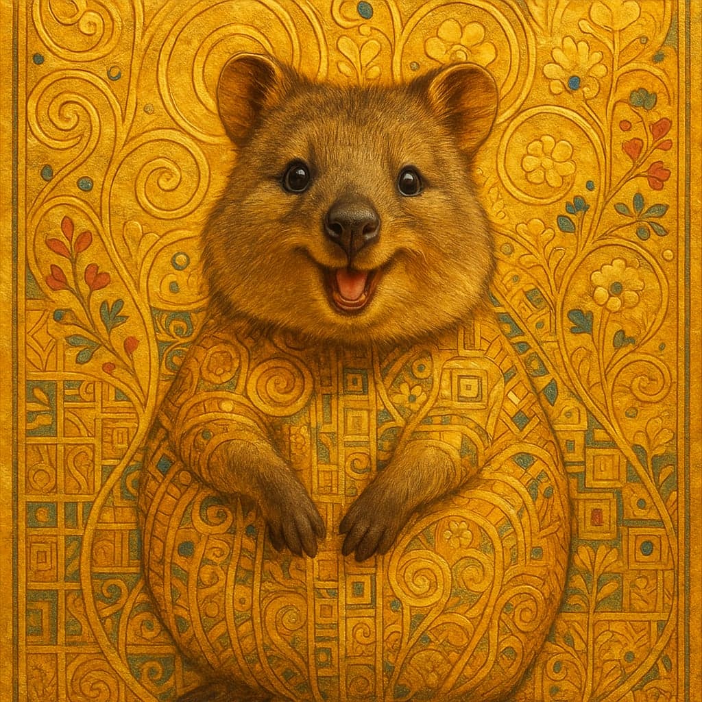 quokka reimagined as Klimt Gold