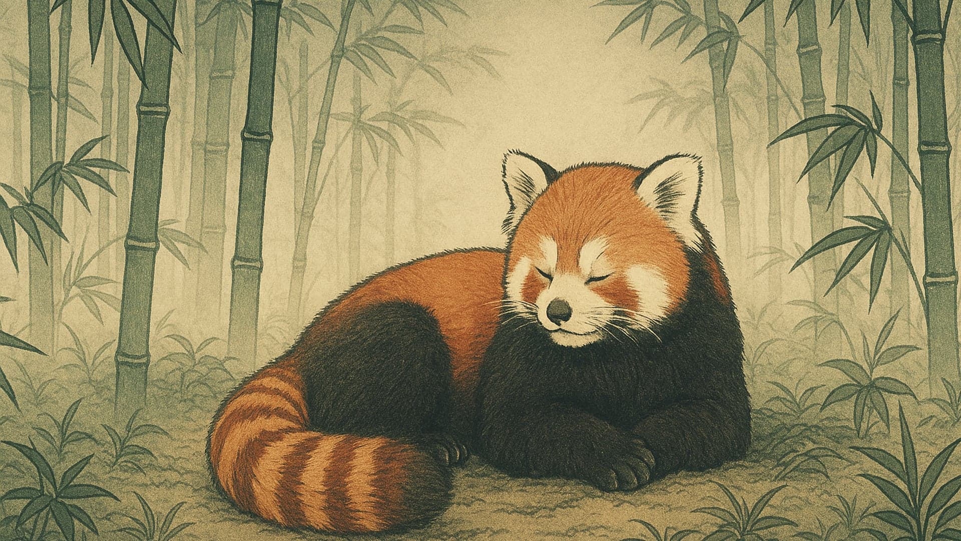 Red Panda, Bamboo Ukiyo-e