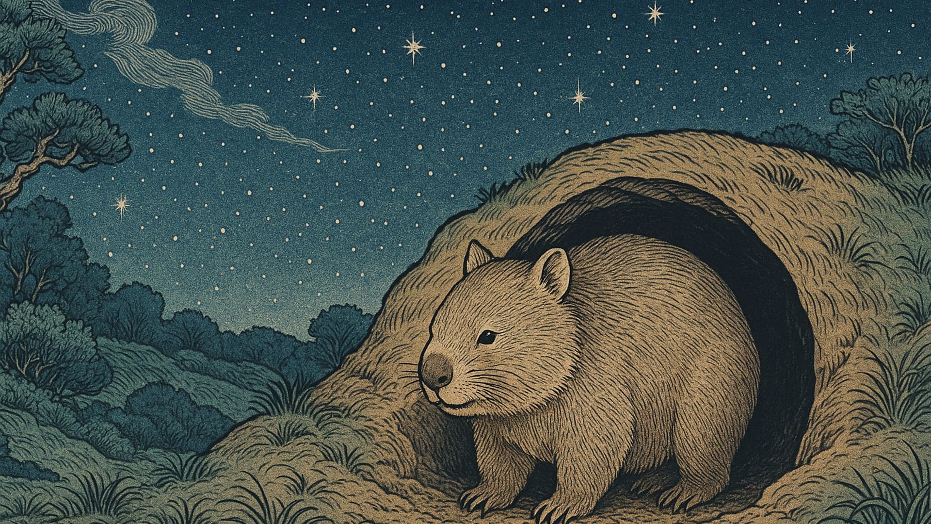Wombat, Ukiyo-e Moonlight