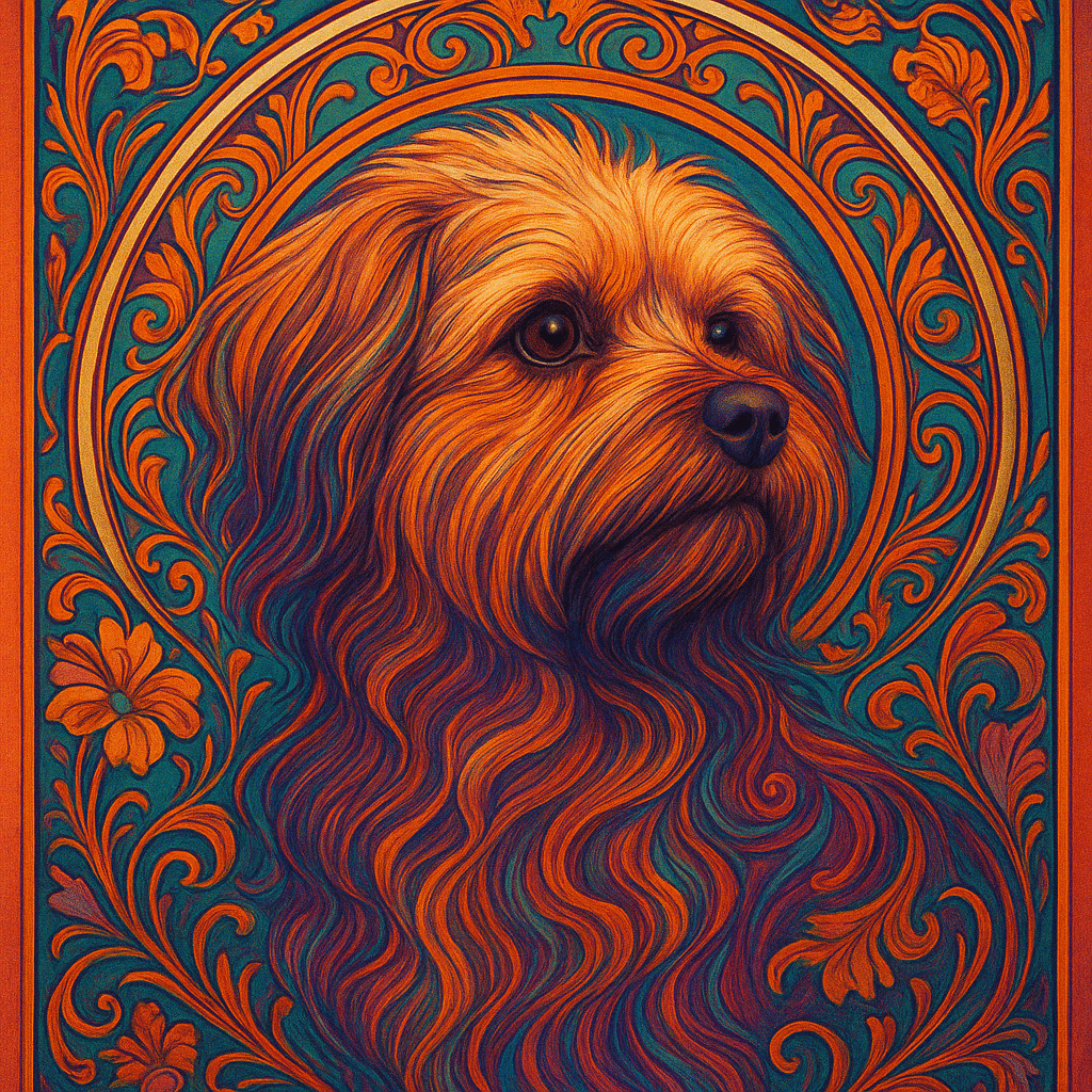 Electric Art Nouveau pet portrait style